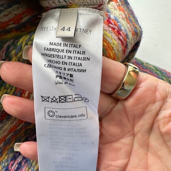 Stella McCartney Multicolor Zigzag Wool Women’s US 10 (EU 44) High Low Sweater - Picture 11 of 16